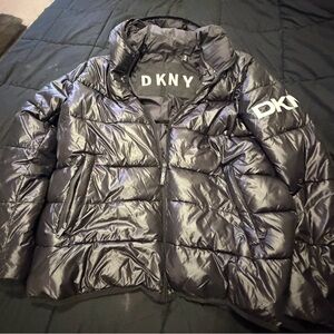 DKNY Shiny Black Quilted Puffer Jacket